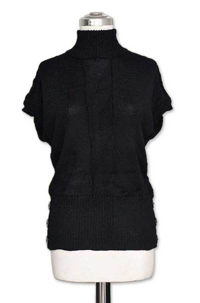 100% alpaca sweater, 'Ebony Style' - 100% alpaca sweater