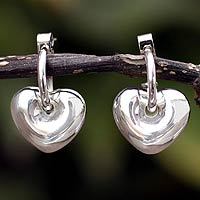 Silver heart earrings,