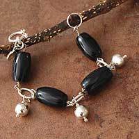 Obsidian beaded bracelet,