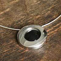 Obsidian pendant necklace,