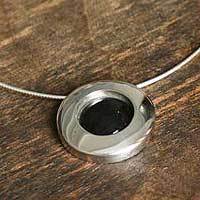 Obsidian pendant necklace Black Moon Peru