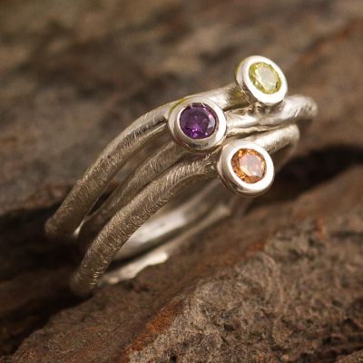 Unique Gemstone Stacking Rings (Set of 3)