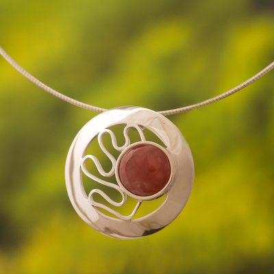 Rhodochrosite pendant necklace, Moonbeams