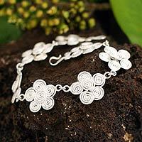 Silver flower bracelet,
