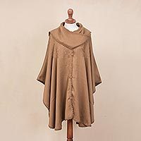 Alpaca blend cape with scarf,