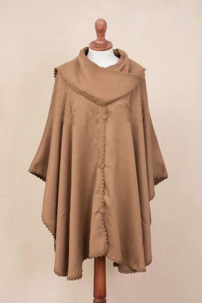 Alpaca blend cape with scarf, Desert Autumn