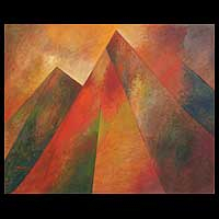 'Perpetual Pyramids' - Cubist Oil Painting
