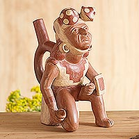 Ceramic sculpture Moche Warrior Peru