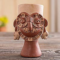 Ceramic sculpture Owl Cat Peru