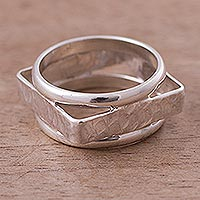Sterling silver band ring, 'Conversion' - Sterling Silver Band Ring