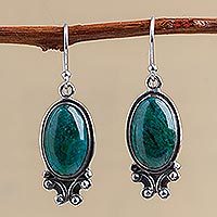 Chrysocolla dangle earrings,