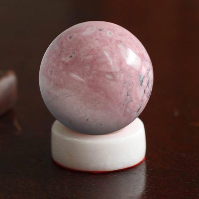 Rhodonite sphere, 'Venus' - Handcrafted Rhodonite Gemstone Sculpture