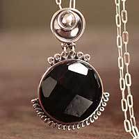Obsidian pendant necklace,