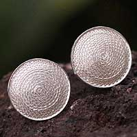 Silver filigree cufflinks Starlit Moon Peru