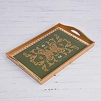 Painted glass tray,