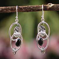 Obsidian dangle earrings,