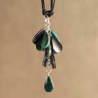 Chrysocolla and onyx necklace, 'Andean Cluster' - Chrysocolla and onyx necklace