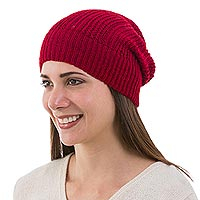 Alpaca blend hat Scarlet Glam Peru