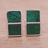 Chrysocolla button earrings,