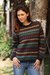 100% alpaca sweater, 'Spring Medley' - Alpaca Wool Striped Pullover Sweater (image 2) thumbail