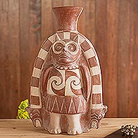 Ceramic sculpture Moche Owl God Peru