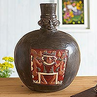 Ceramic vase, 'Chimu Priest' - Hand Made Archaeological Ceramic Vase