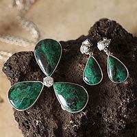 Chrysocolla jewelry set Exquisite Clover Peru