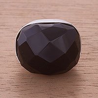 Obsidian solitaire ring,