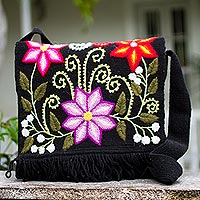 Wool shoulder bag Andean Floral Peru
