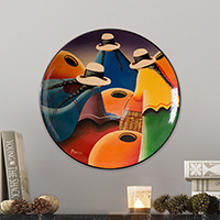 Ceramic plate, 'Women of the Andes' - Hand Painted Decorative Plate