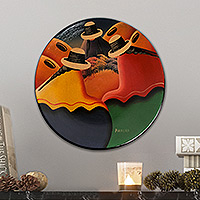 Ceramic plate, 'Andean Trio' - Unique Ceramic Decorative Plate