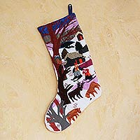 Applique Christmas stocking, 'Winter Wonderland' - Applique Christmas stocking