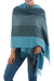 100% alpaca shawl, 'Turquoise Whisper' - Peruvian Alpaca Wool Patterned Shawl (image 2a) thumbail