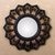 Reverse-painted glass wall mirror, 'Black Sunflower Fan' - Peruvian Reverse-Painted Glass Black Mirror thumbail