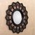 Reverse-painted glass wall mirror, 'Black Sunflower Fan' - Peruvian Reverse-Painted Glass Black Mirror (image 2b) thumbail