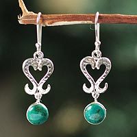 Chrysocolla heart earrings,
