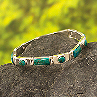 Chrysocolla wristband bracelet, 'Sweetheart' - Chrysocolla wristband bracelet