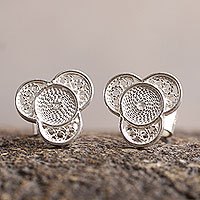 Silver floral earrings,