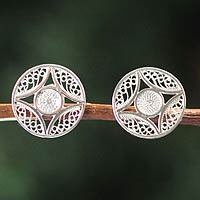 Silver filigree earrings,