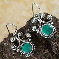 Chrysocolla dangle earrings, 'Light of Peace' - Chrysocolla dangle earrings