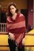 100% alpaca shawl, 'Huancayo Passion' - Handcrafted Alpaca Wool Striped Shawl thumbail