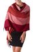 100% alpaca shawl, 'Huancayo Passion' - Handcrafted Alpaca Wool Striped Shawl (image 2a) thumbail