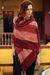 100% alpaca shawl, 'Huancayo Passion' - Handcrafted Alpaca Wool Striped Shawl (image 2b) thumbail