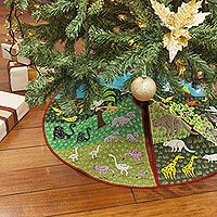 Applique Christmas tree skirt,