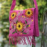 Wool shoulder bag Sunflower Sisters Peru