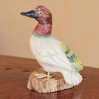 Onyx and garnet sculpture White Duck Peru