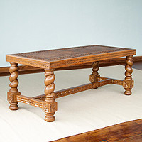 Mohena wood and leather coffee table,