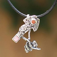 Jasper and rhodonite pendant necklace,