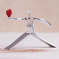 Aluminum sculpture, 'A Heart for Love' - Aluminum Romantic Sculpture Handmade in Peru