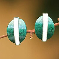 Chrysocolla button earrings,